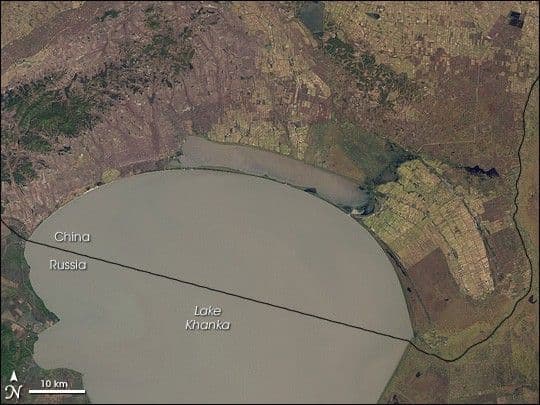 Lake Khanka in Eastern Russia and China
