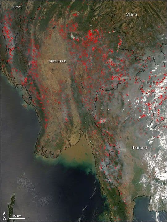 Fires in Myanmar