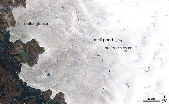 Melt Ponds on Greenland’s Ice Cap