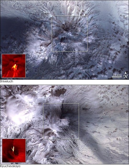 Shiveluch and Klyuchevskaya Volcanoes