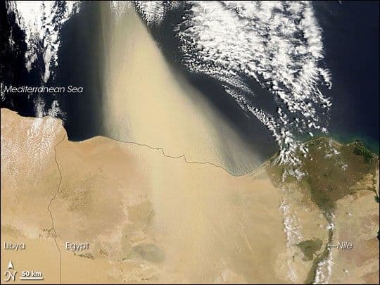 Dust Plume off the Coast of Egypt