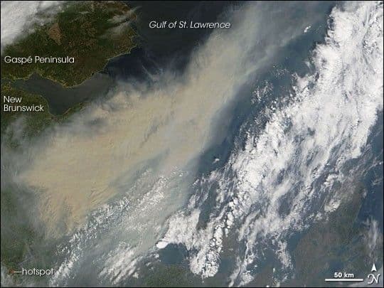 Smoke Plume Over Eastern Canada