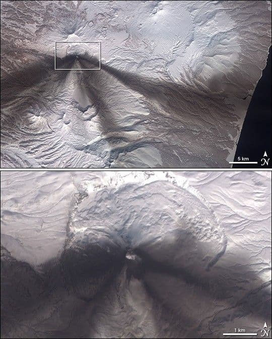 Volcanic Ash on Slopes of Karymsky