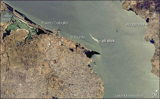 Maracaibo City and Oil Slick, Venezuela