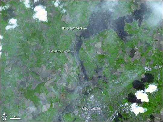 Flooding near Gloucester, England