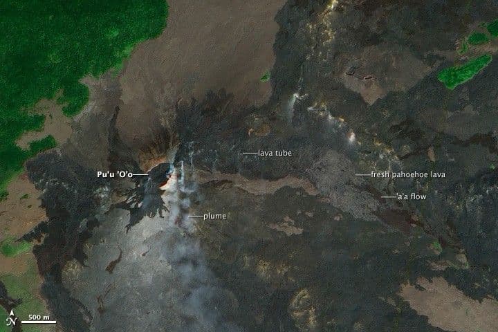 Fresh Lava Flows Surround Pu’u ‘O’o
