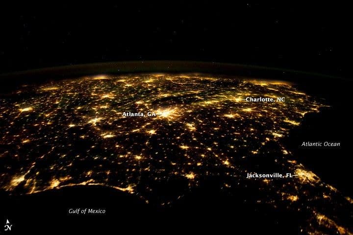 Southeastern USA at Night