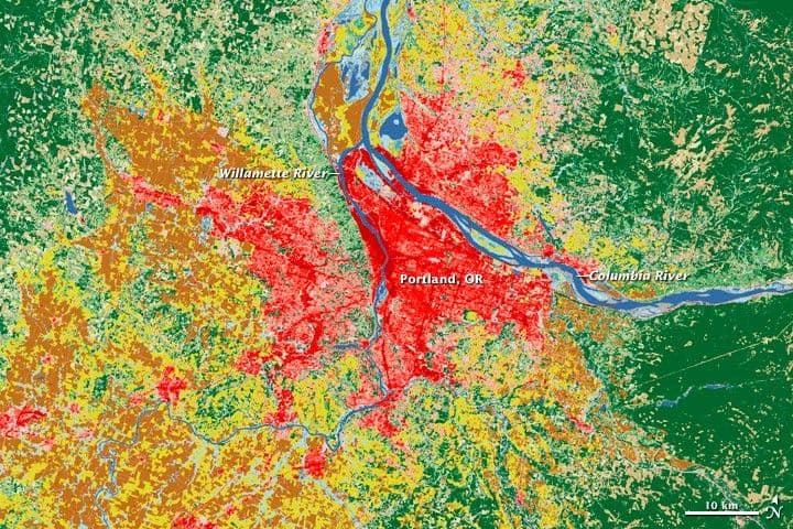 Landsat Shows Land Use Around Portland