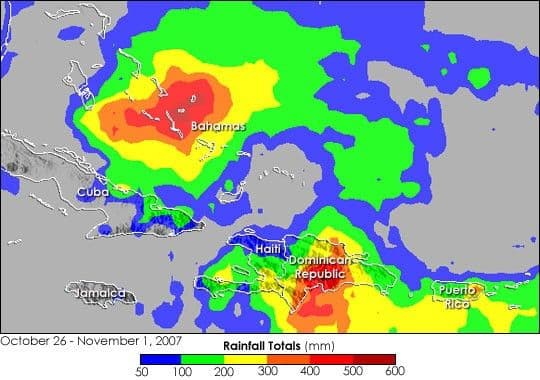 Rain from Tropical Storm Noel