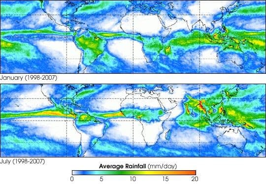 Seasonal Swings in Tropical Rainfall