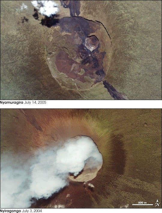 Summit Close Ups of Two African Volcanoes
