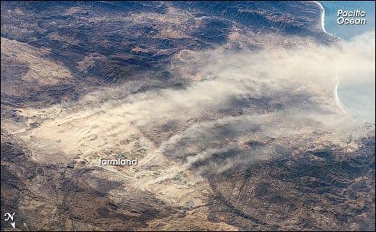 Dust plumes, Baja California, Mexico