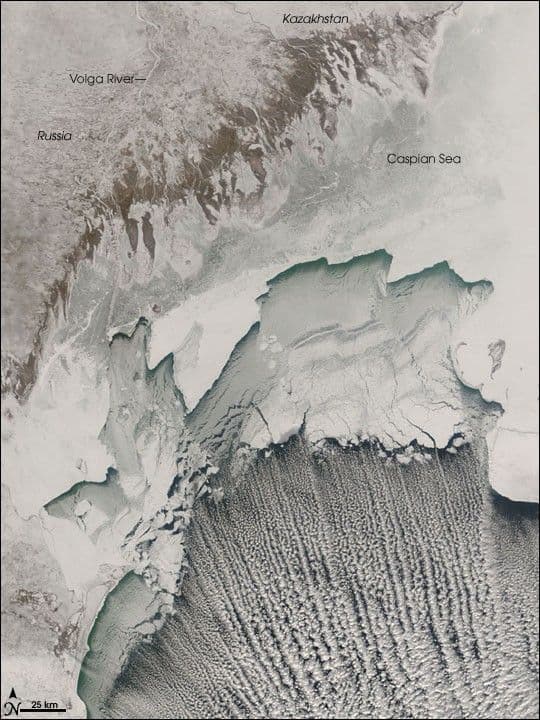 Cloud Streets Across Caspian Sea