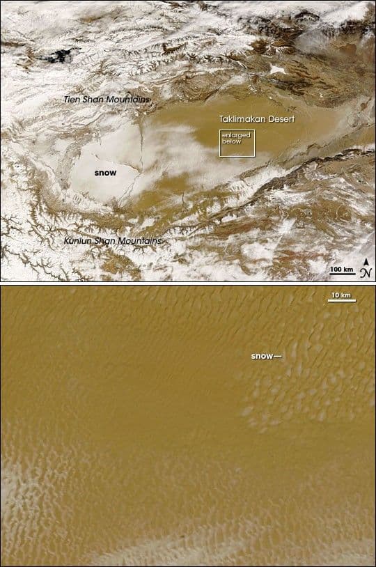 Snow in the Taklimakan Desert