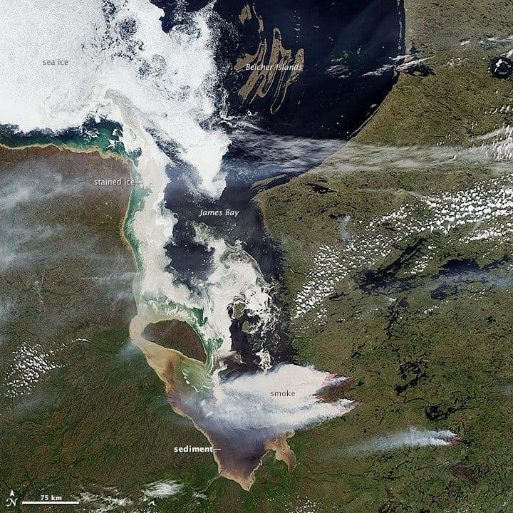 Sediment, Smoke, and Stained Ice in Quebec