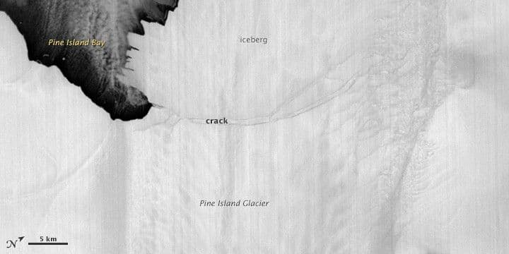 New Ice Island at Pine Island Glacier