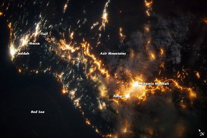 Southwestern Saudi Arabia at Night