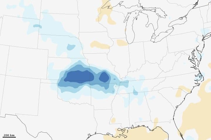 Unusual Rains from Oklahoma to Tennessee