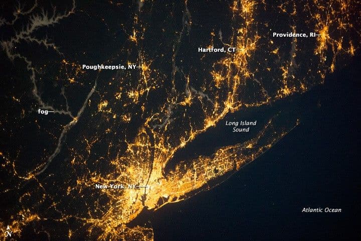 Long Island Sound Region at Night