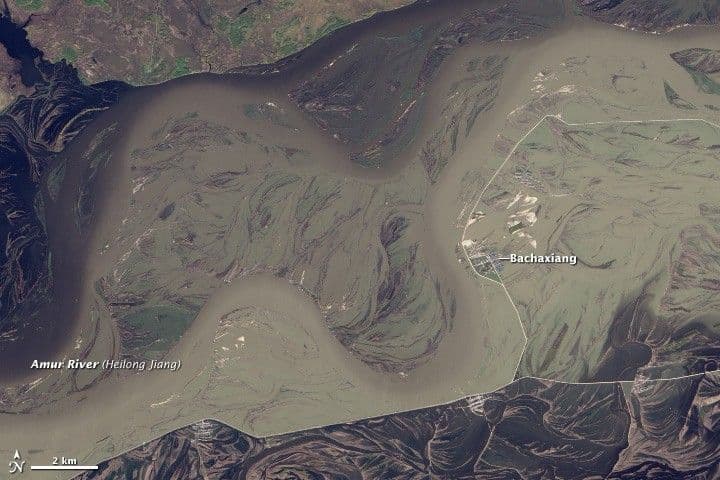 Flooding along the Heilong River