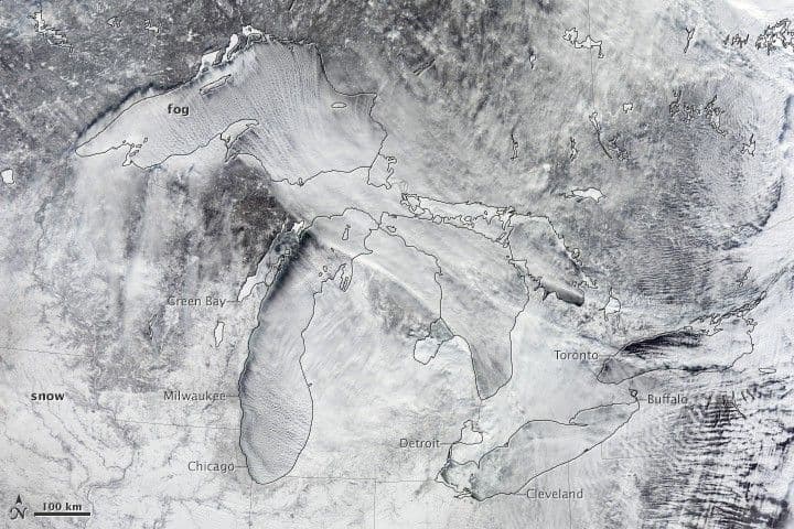 Steam Fog over the Great Lakes