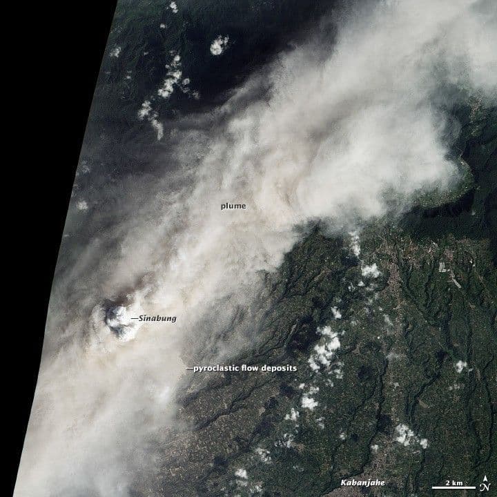 Roiling Ash Plume above Sinabung Volcano