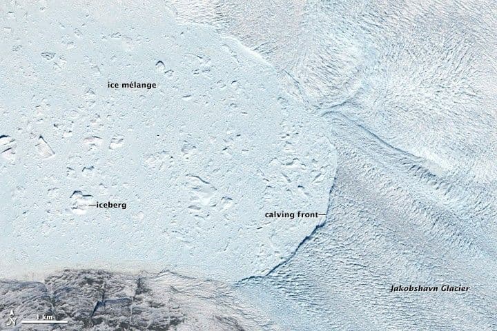 Retreat of Jakobshavn Glacier, Greenland