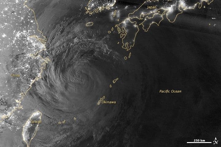 Typhoon Neoguri in Moonlight