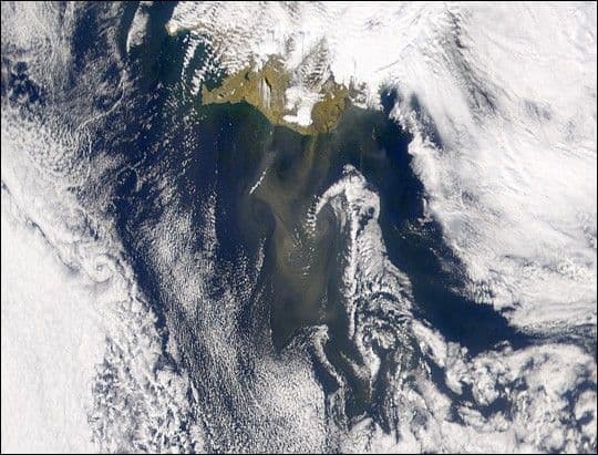 Dust Storm Off Southern Coast of Iceland
