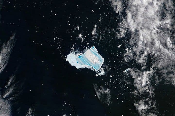 Meltwater Turns Iceberg A-23A Blue