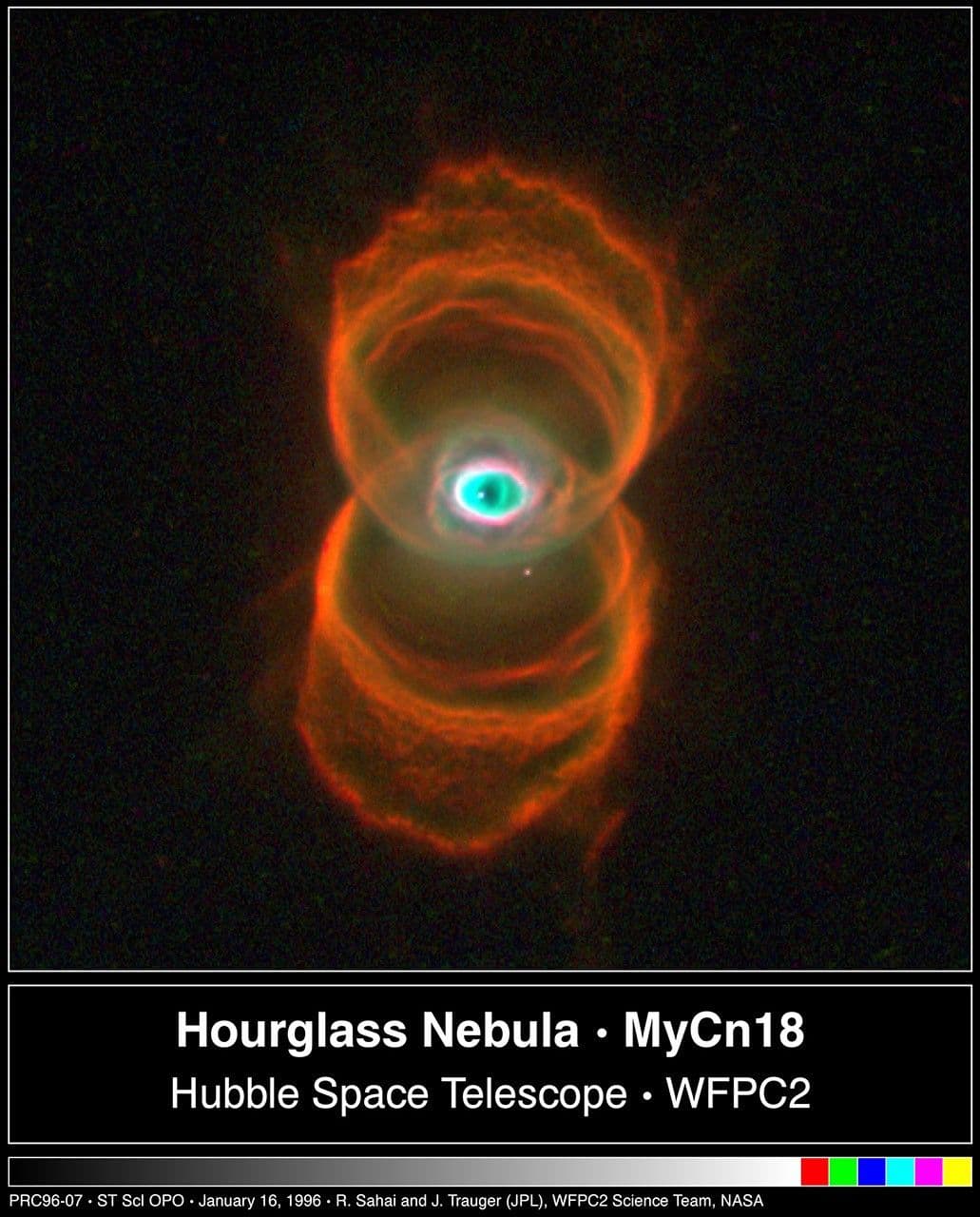 Hubble Finds an Hourglass Nebula around a Dying Star