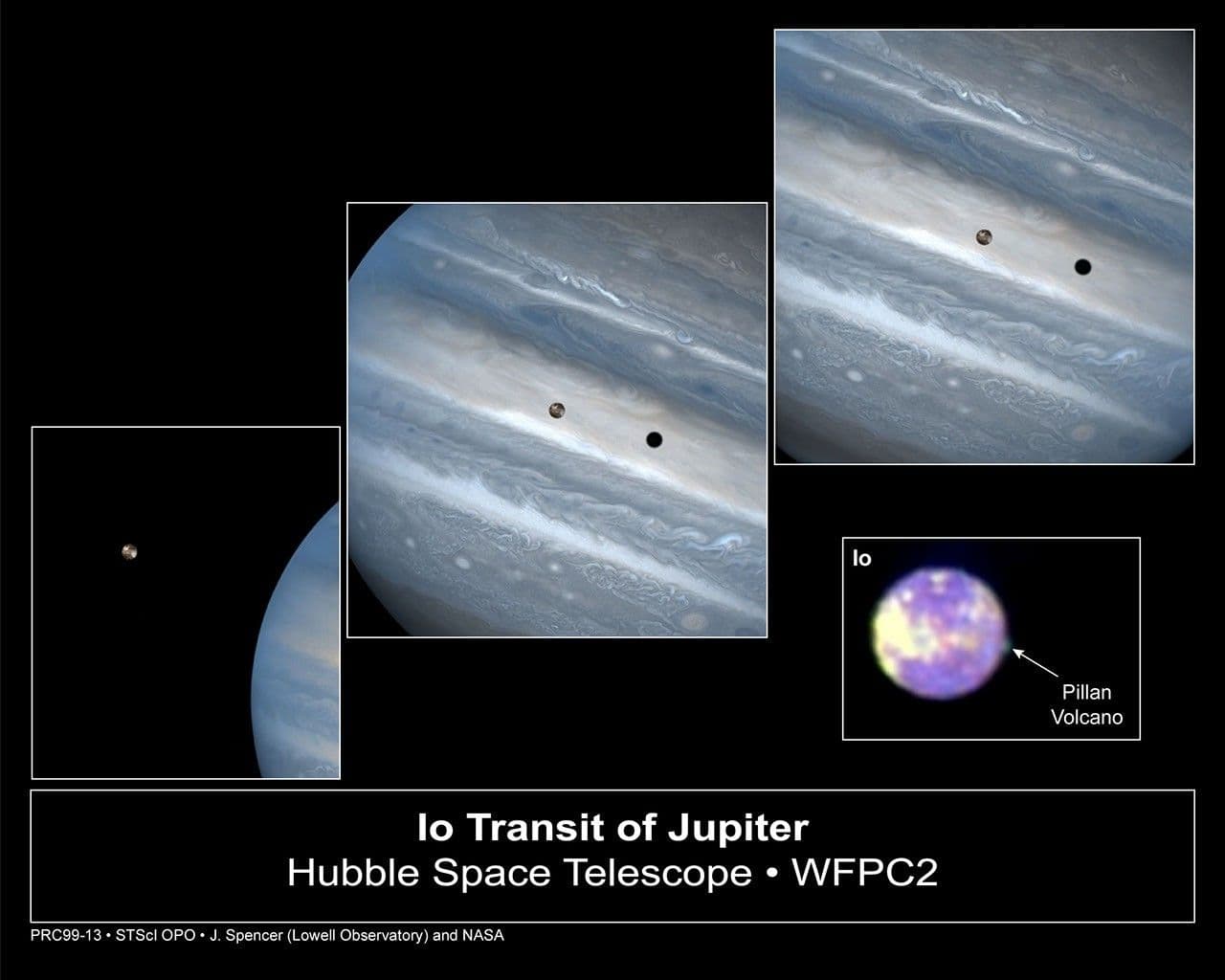 Hubble Clicks Images of Io Sweeping across Jupiter