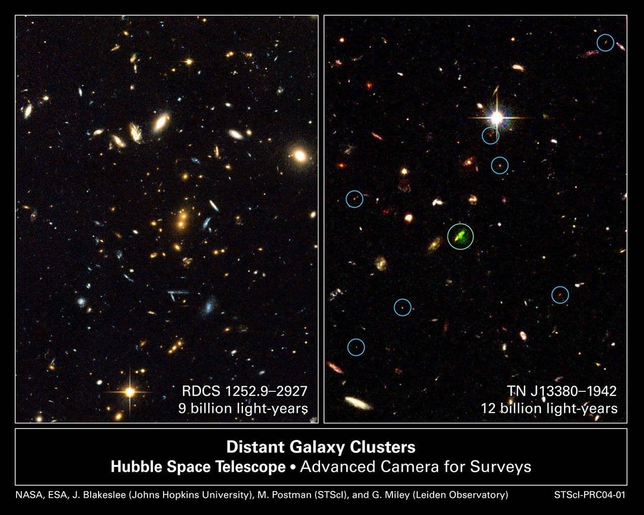Images from Hubble’s ACS Tell a Tale of Two Record-Breaking Galaxy Clusters