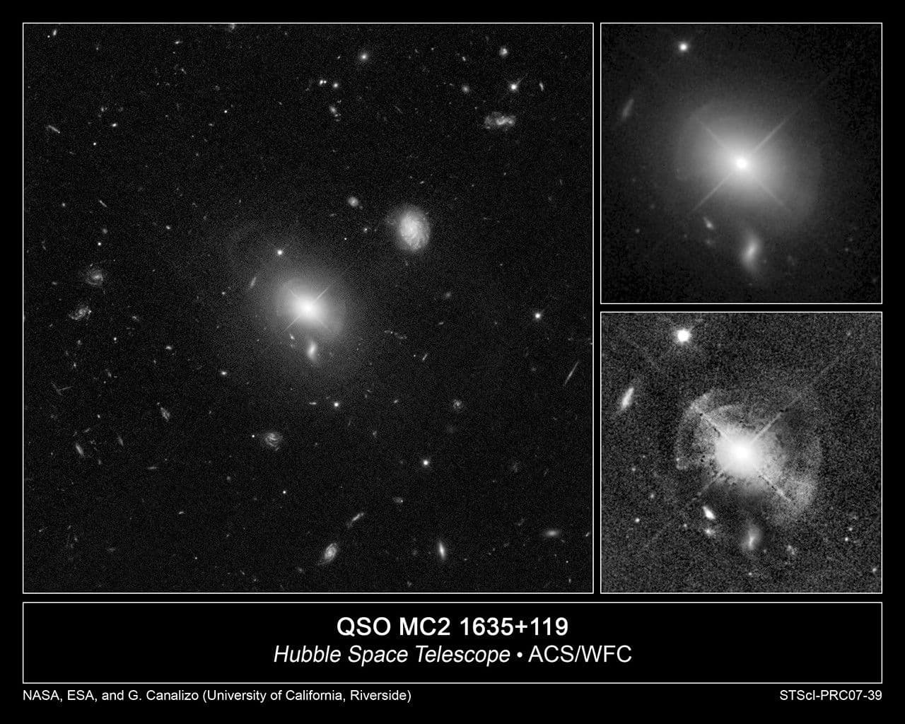 Hubble Spies Shells of Sparkling Stars Around Quasar
