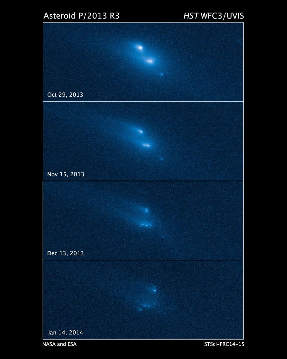 Hubble Witnesses an Asteroid Mysteriously Disintegrating
