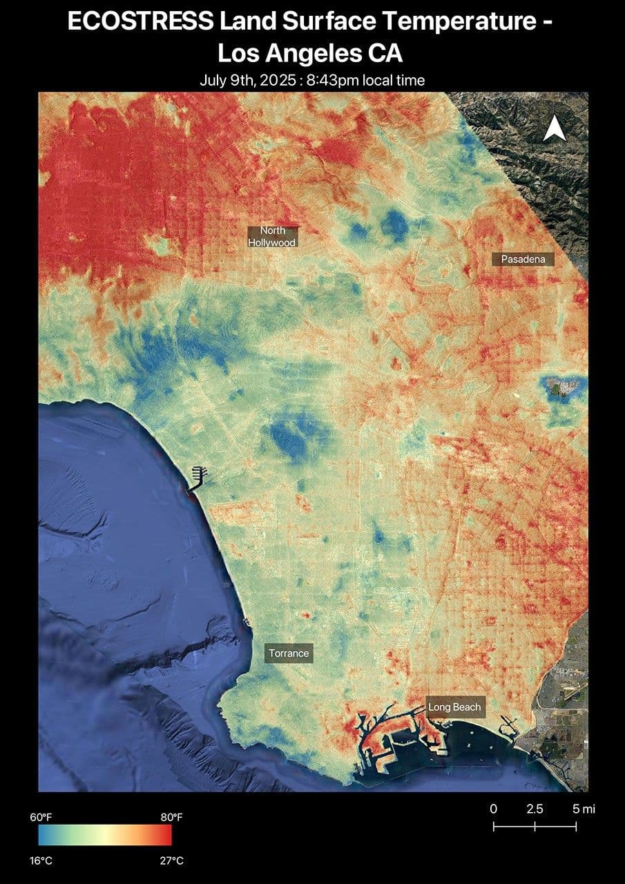 NASA’s ECOSTRESS Captures Short-Lived Heat Wave in L.A. Area