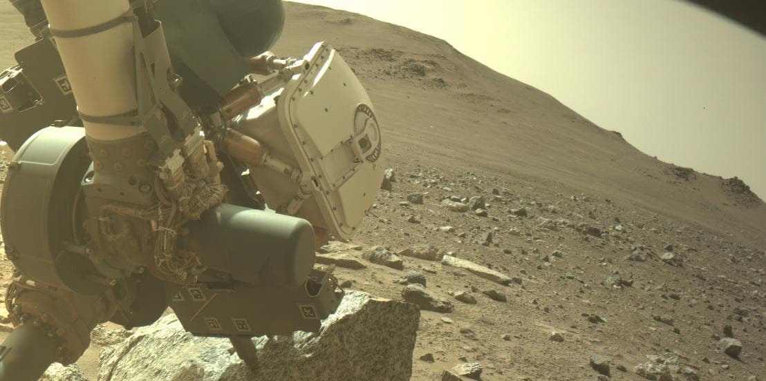 Mars image captured by FRONT_HAZCAM_LEFT_A on Perseverance
