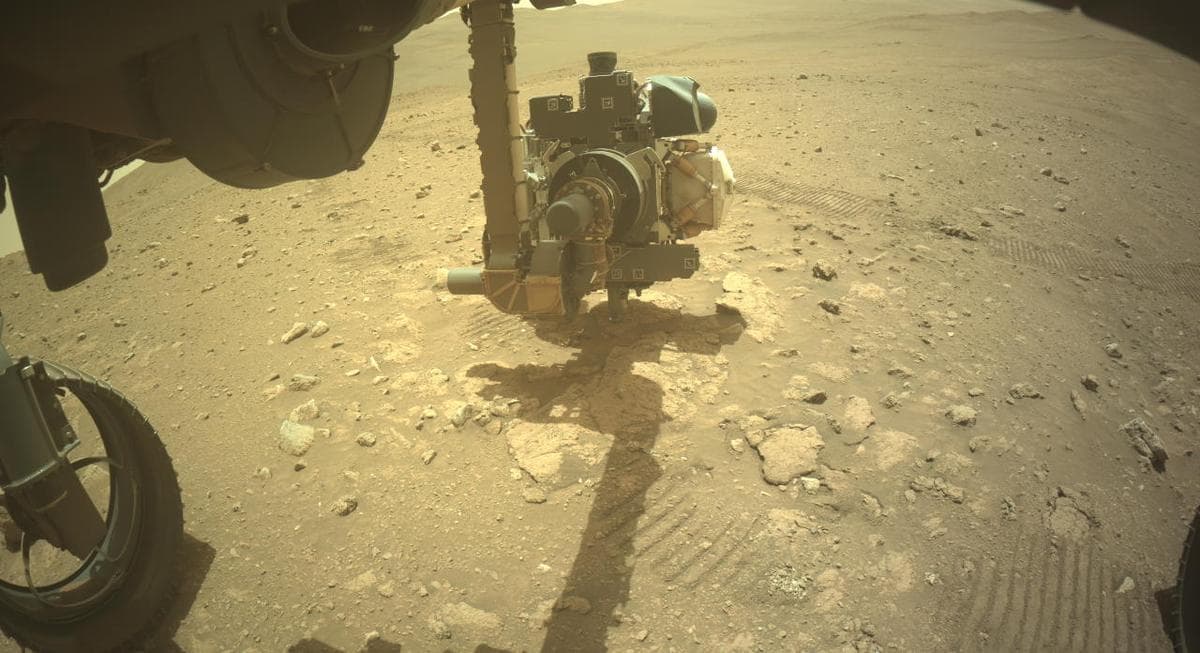 Mars image captured by FRONT_HAZCAM_LEFT_A on Perseverance
