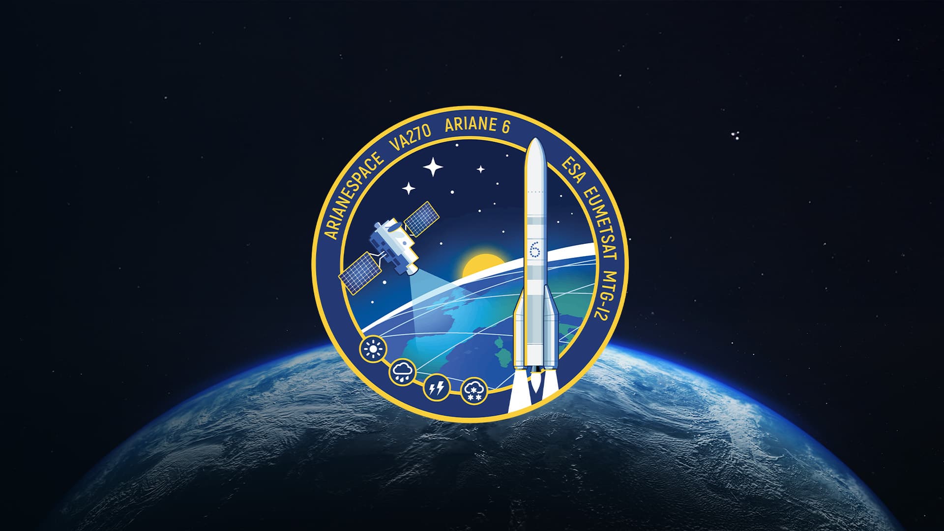 Ariane 6 da missão VA270 com o satélite MTG-I2, imagem da Arianespace