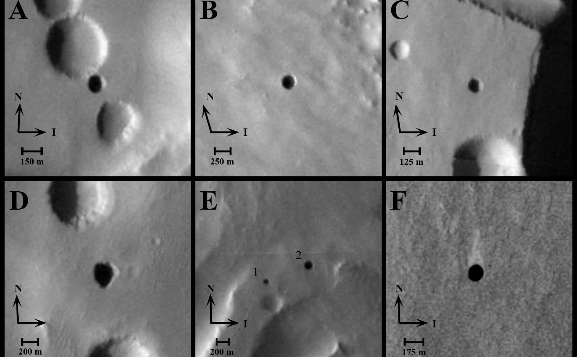NASA Orbiter Finds Possible Cave Skylights on Mars